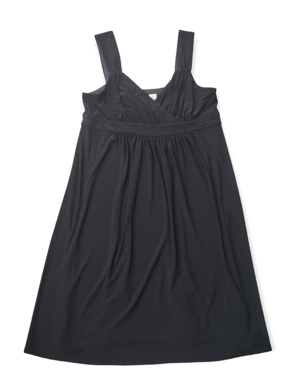 Karin Stevens Black Beaded Strap Long Loose Fitting Dress | Size 14